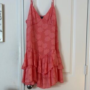 Coral Ruffle Hem Dress